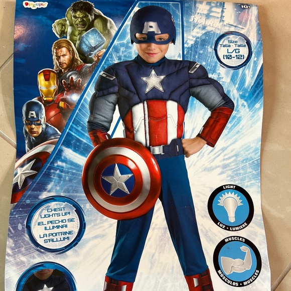 2446 CAPTAIN AMERICA COSTUME Boys Large 10-12 Marvel Avengers